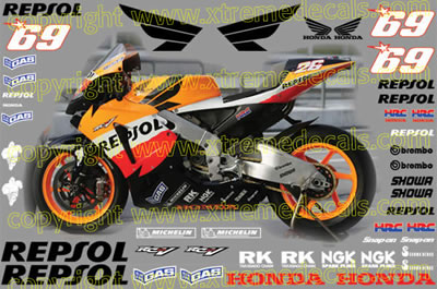 Complete Honda Race Decal Set 2006 Repsol Kit